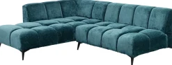 Narożniki*KARE Design Narożnik Lewy Ciemnozielony Welurowy Nogi Czarne 250x200 Cm
