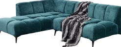 Narożniki*KARE Design Narożnik Lewy Ciemnozielony Welurowy Nogi Czarne 250x200 Cm