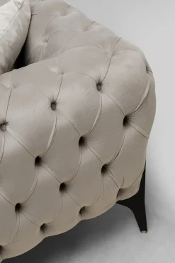 Narożniki*KARE Design Narożnik Lewy Welurowy Pikowany Taupe Glamour 240x180 Cm Nogi Czarne