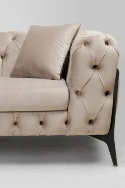 Narożniki*KARE Design Narożnik Lewy Welurowy Pikowany Taupe Glamour 240x180 Cm Nogi Czarne