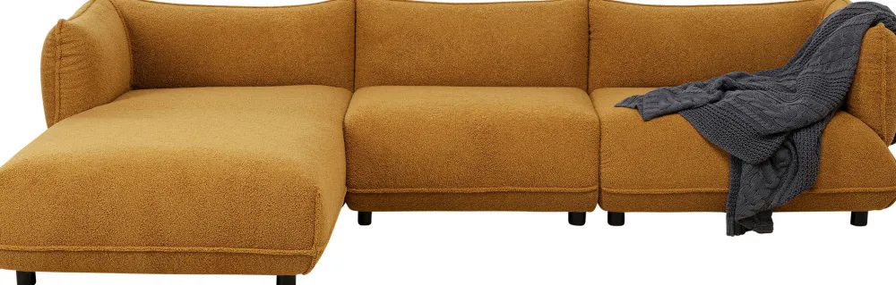 Narożniki*KARE Design Narożnik Lewy W Kolorze żółtym Tkanina Pluszowa 302x160 Cm