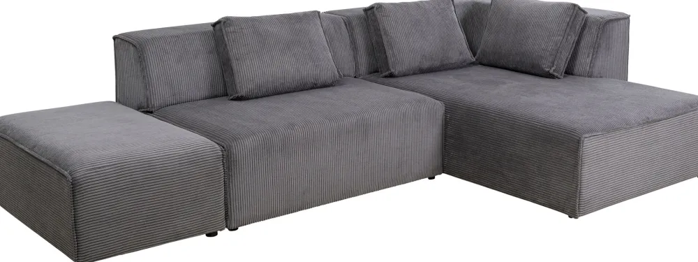Narożniki*KARE Design Narożnik Modułowy Sztruksowy Szary Prawy 306x182 Cm