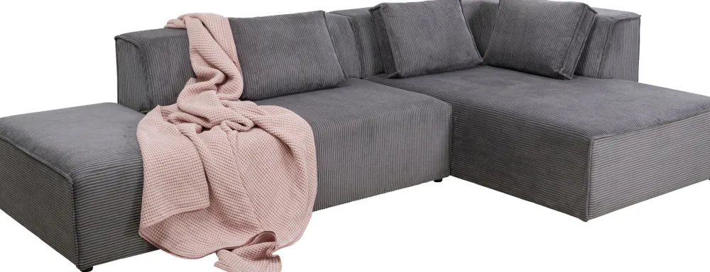 Narożniki*KARE Design Narożnik Modułowy Sztruksowy Szary Prawy 306x182 Cm