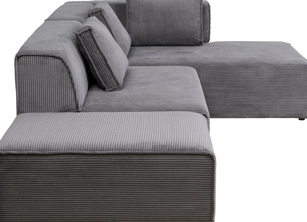 Narożniki*KARE Design Narożnik Modułowy Sztruksowy Szary Prawy 306x182 Cm