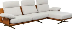 Narożniki*KARE Design Narożnik Nowoczesny Lewy Tkanina Szara Lniana I Skóra Semianilinowa 333x169 Cm