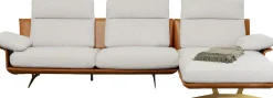 Narożniki*KARE Design Narożnik Nowoczesny Lewy Tkanina Szara Lniana I Skóra Semianilinowa 333x169 Cm