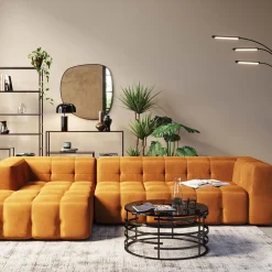 Narożniki*KARE Design Narożnik Pikowany Lewy Tkanina Welurowa Brązowa 320x170 Cm