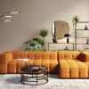 Narożniki*KARE Design Narożnik Pikowany Prawy Tkanina Welurowa Brązowa 320x170 Cm