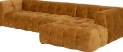 Narożniki*KARE Design Narożnik Pikowany Prawy Tkanina Welurowa Brązowa 320x170 Cm