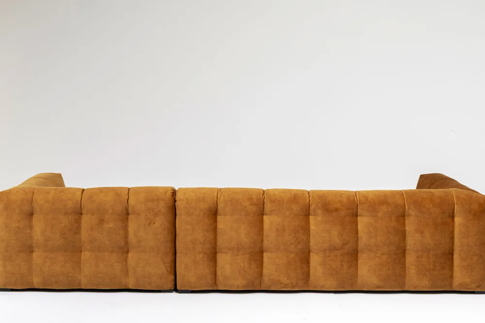 Narożniki*KARE Design Narożnik Pikowany Prawy Tkanina Welurowa Brązowa 320x170 Cm