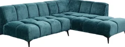 Narożniki*KARE Design Narożnik Prawy Ciemnozielony Welurowy Nogi Czarne 250x200 Cm