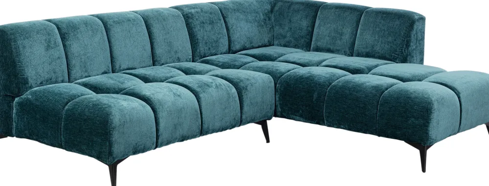 Narożniki*KARE Design Narożnik Prawy Ciemnozielony Welurowy Nogi Czarne 250x200 Cm