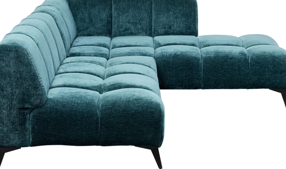 Narożniki*KARE Design Narożnik Prawy Ciemnozielony Welurowy Nogi Czarne 250x200 Cm