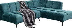 Narożniki*KARE Design Narożnik Prawy Ciemnozielony Welurowy Nogi Czarne 250x200 Cm