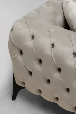 Narożniki*KARE Design Narożnik Prawy Welurowy Pikowany Taupe Glamour 240x180 Cm Nogi Czarne