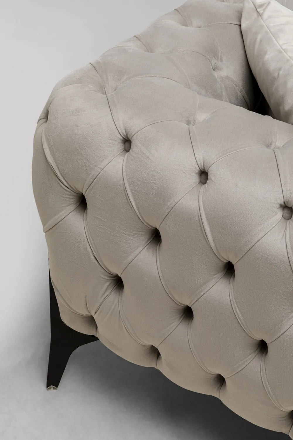 Narożniki*KARE Design Narożnik Prawy Welurowy Pikowany Taupe Glamour 240x180 Cm Nogi Czarne