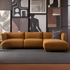 Narożniki*KARE Design Narożnik Prawy W Kolorze żółtym Tkanina Pluszowa 302x160 Cm