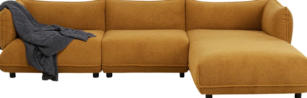 Narożniki*KARE Design Narożnik Prawy W Kolorze żółtym Tkanina Pluszowa 302x160 Cm