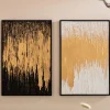 Obrazy*KARE Design Obraz Abstract 80x120 Cm Czarno-złoty