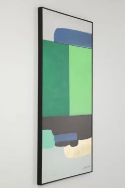Obrazy*KARE Design Obraz Abstrakcyjne Kształty Ręcznie Malowany 73x143 Cm Zielony