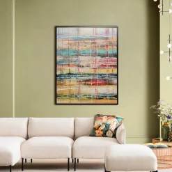 Obrazy*KARE Design Obraz Abstrakcyjny Kolorowy Z Czarną Ramą 80x100 Cm