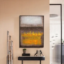 Obrazy*KARE Design Obraz Abstrakcyjny Ręcznie Malowany żółty 90x120 Cm