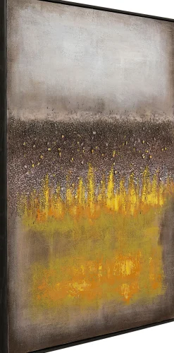 Obrazy*KARE Design Obraz Abstrakcyjny Ręcznie Malowany żółty 90x120 Cm