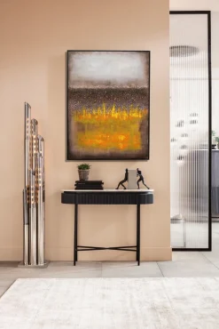 Obrazy*KARE Design Obraz Abstrakcyjny Ręcznie Malowany żółty 90x120 Cm