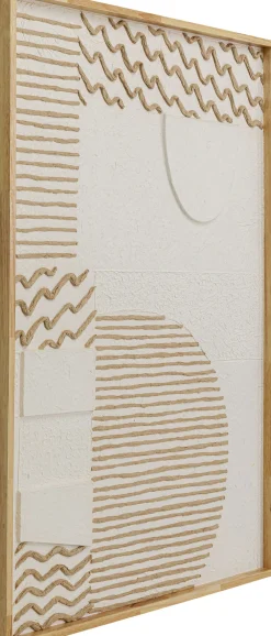 Obrazy*KARE Design Obraz Boho Biało-naturalny Papier Rama Dębowa 81x122 Cm