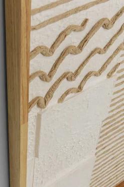 Obrazy*KARE Design Obraz Boho Biało-naturalny Papier Rama Dębowa 81x122 Cm