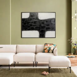 Obrazy*KARE Design Obraz Czarno-biały Abstrakcja Farby Akrylowe 120x90 Cm