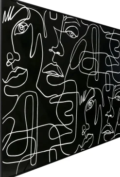 Obrazy*KARE Design Obraz Czarno-biały Twarze Abstrakcyjne Rama Z Aluminium 150x100 Cm