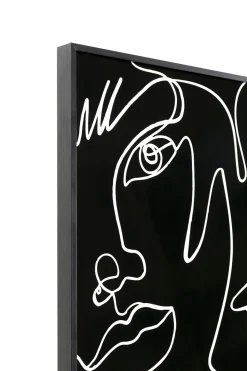 Obrazy*KARE Design Obraz Czarno-biały Twarze Abstrakcyjne Rama Z Aluminium 150x100 Cm