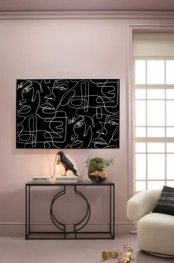 Obrazy*KARE Design Obraz Czarno-biały Twarze Abstrakcyjne Rama Z Aluminium 150x100 Cm