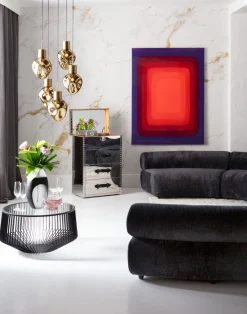 Obrazy*KARE Design Obraz Czerwono-niebieski Płótno Bawełniane Prostokąty 120x160 Cm