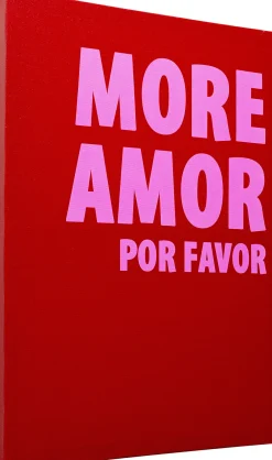 Obrazy*KARE Design Obraz Czerwony Z Różowym Napisem More Amor Por Favor 40x50 Cm