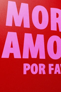Obrazy*KARE Design Obraz Czerwony Z Różowym Napisem More Amor Por Favor 40x50 Cm