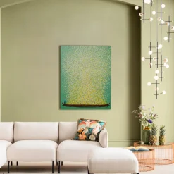 Obrazy*KARE Design Obraz łódź I Białe Kwiaty 80x100 Cm Zielone Tło