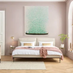 Obrazy*KARE Design Obraz łódź I Zielone Kwiaty 120x160 Cm Beżowe Tło