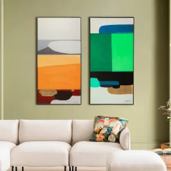 Obrazy*KARE Design Obraz Do Salonu Abstrakcyjny Pomarańczowy 73x143 Cm