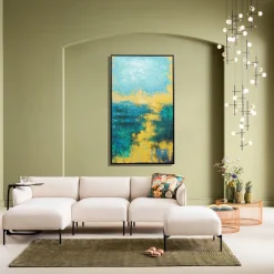 Obrazy*KARE Design Obraz Do Salonu Duży Ręcznie Malowany Odcienie Niebieskiego 125x215 Cm