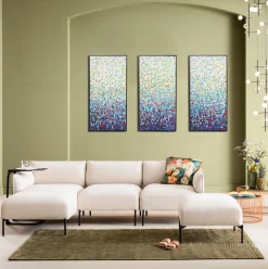 Obrazy*KARE Design Obraz 3-elementowy Kolorowy Do Salonu Ręcznie Malowane Detale 240x160 Cm