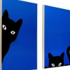 Obrazy*KARE Design Obraz 2-elementowy Niebieski 40x60 Cm Czarne Koty