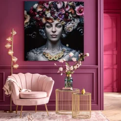 Obrazy*KARE Design Obraz Flower Art Lady 120x120 Cm