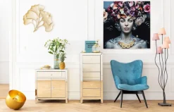 Obrazy*KARE Design Obraz Flower Art Lady 120x120 Cm