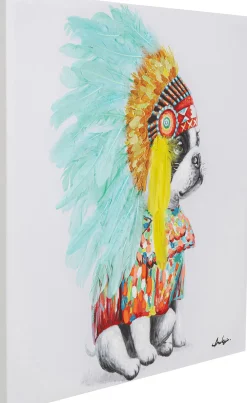 Obrazy*KARE Design Obraz Headdress Dog 80x80 Cm Kolorowy