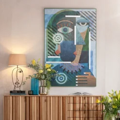 Obrazy*KARE Design Obraz Kolorowy Abstrakcyjna Twarz 100x150 Cm Ręczne Wykonanie