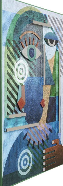 Obrazy*KARE Design Obraz Kolorowy Abstrakcyjna Twarz 100x150 Cm Ręczne Wykonanie