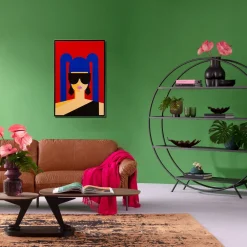 Obrazy*KARE Design Obraz Kolorowy Do Salonu Dziewczyna W Okularach 60x90 Cm