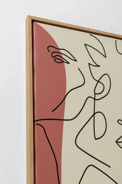 Obrazy*KARE Design Obraz 3-kolorowy Twarze Abstrakcyjne Rama W Kolorze Naturalnym 90x120 Cm
